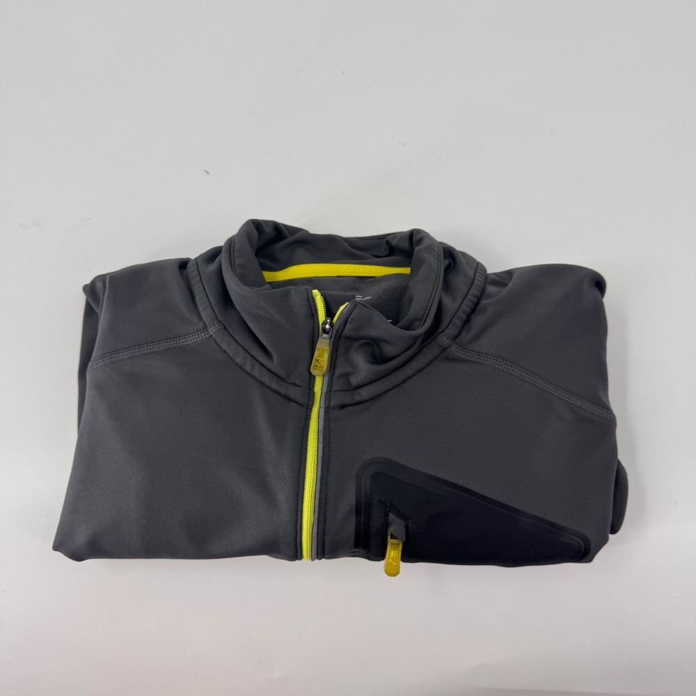 Salomon Mens Gray Neon Yellow Quarter Zip Performance Pullover Hiking Top Large - Picture 8 of 10